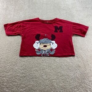 Free Authority Minnie‎ Mouse Crop Top Womens Medium Red Excellent Disney Graphic